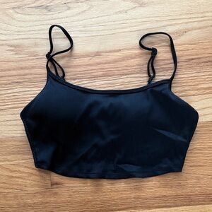 NWT aerie scoop neck cropped ribbed swim top black size medium